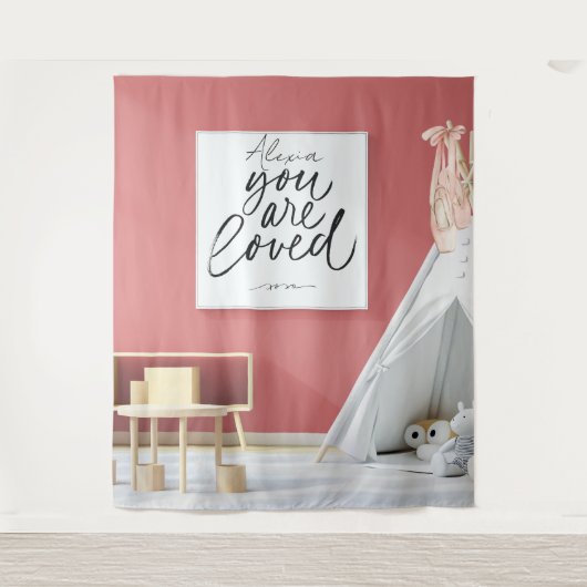 Personalized Pink Ballet Dance Studio Backdrop Wandkleed (Voorkant)