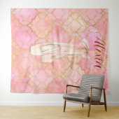 Personalized Pink Ballet Dance Studio Backdrop Wandkleed (In Situ (horizontaal))