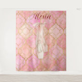 Personalized Pink Ballet Dance Studio Backdrop Wandkleed (Voorkant)