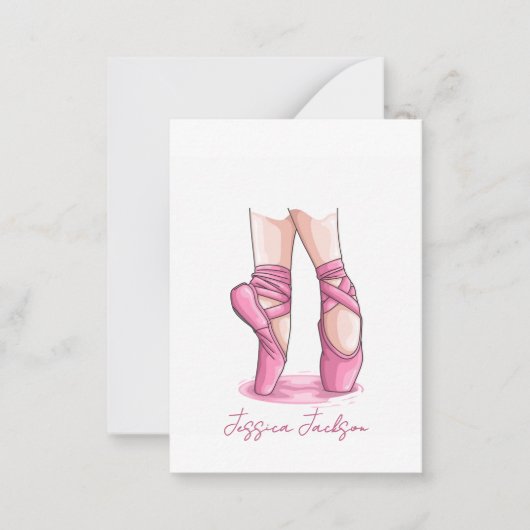 Personalized Pink Ballet Pointe Notitiekaartje (Voorkant)
