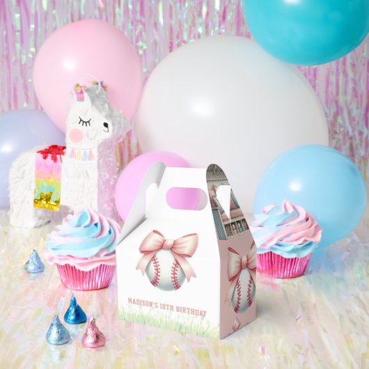 Personalized Pink Baseball Girl Birthday Bedankdoosjes (Feest)