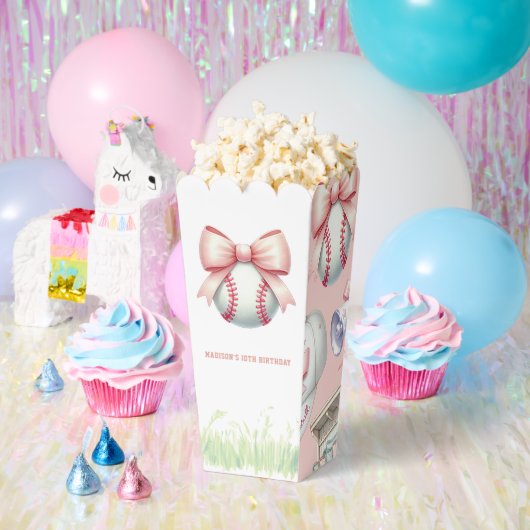Personalized Pink Baseball Popcorn Bedankdoosjes (Feest)