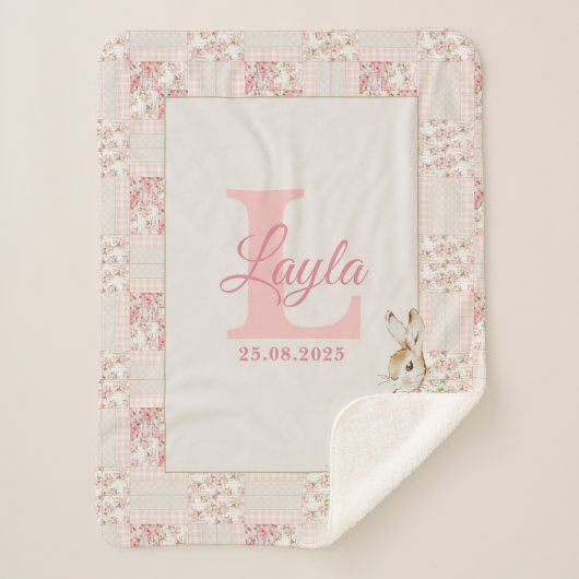 Personalized Pink Beatrix Potter Sherpa Blanket Sherpa Deken (Voorkant)