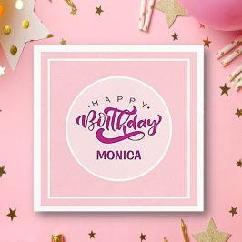 Personalized Pink Birthday Party Servet
