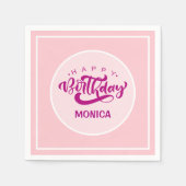 Personalized Pink Birthday Party Servet (Voorkant)