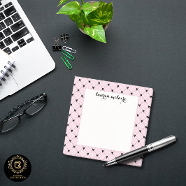 Personalized Pink & Black Bow Script Post-it® Notes