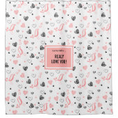 Personalized Pink Black Hearts Romantic Valentine  Douchegordijn (Voorkant)