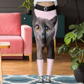 Personalized  Pink Black Striped Crazy Cat Lady Leggings