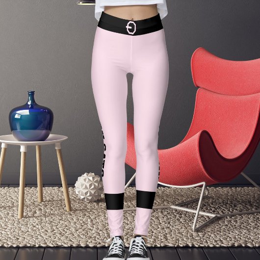 Personalized  Pink Black Striped Pet Lover Cat Mom Leggings