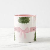 Personalized Pink Bow & Christmas Tree Tweekleurige Koffiemok (Center)