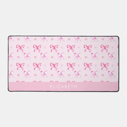 Personalized Pink Bow Coquette Cute Name Office Bureaumat (Voorkant)