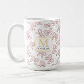 Personalized Pink Bow Girl Cute Gold Monogram Name Koffiemok (Links)