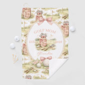 Personalized Pink Bow Golf Mom Gift Golfhanddoek (Insitu)