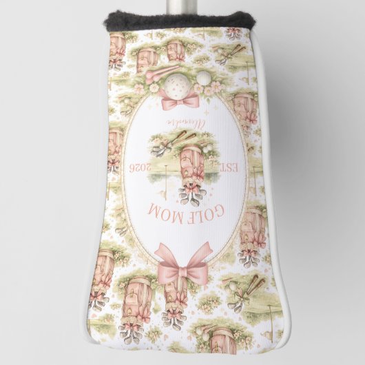Personalized Pink Bow Golf Mom Gift Golfheadcover (Draai 90)
