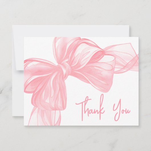 Personalized Pink Bow Thank You Note Card Notitiekaartje (Voorkant)