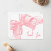 Personalized Pink Bow Thank You Note Card Notitiekaartje (Voorkant / Achterkant in situ)
