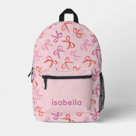 Personalized Pink Bows Girl Backpack Bedrukte Rugzak