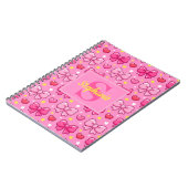Personalized Pink Bows Hearts Stars Notitieboek (Linkerzijde)