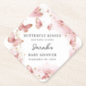 Personalized Pink Butterfly Baby Shower Coaster Kartonnen Onderzetters (Voorkant)
