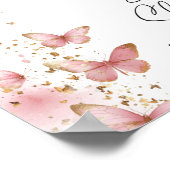 Personalized Pink Butterfly Baby Shower Sign Poster (Hoek)