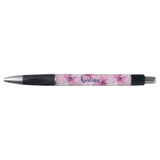Personalized Pink Butterfly Cute Kawaii Pen (Voorkant)