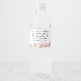 Personalized Pink Butterfly Water Bottle Label Waterfles Etiket