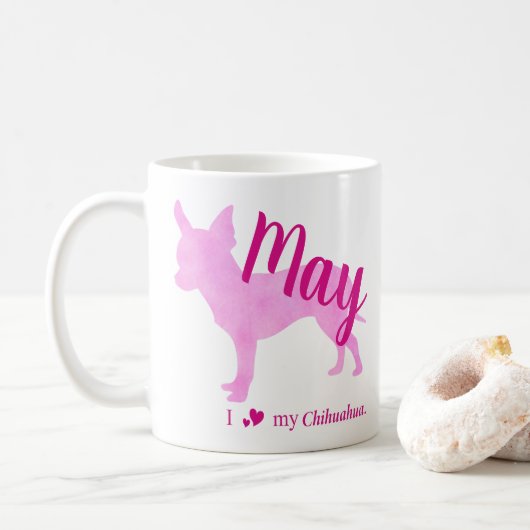 Personalized Pink Chihuahua Mug チワワ Koffiemok (Met donut)