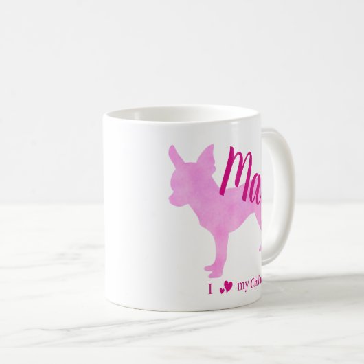 Personalized Pink Chihuahua Mug チワワ Koffiemok (Voorkant rechts)