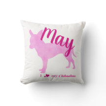 Personalized Pink Chihuahua Throw Pillow チワワ