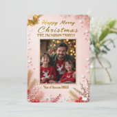 Personalized Pink Christmas Card with Elegant Kaart (Staand voorkant)