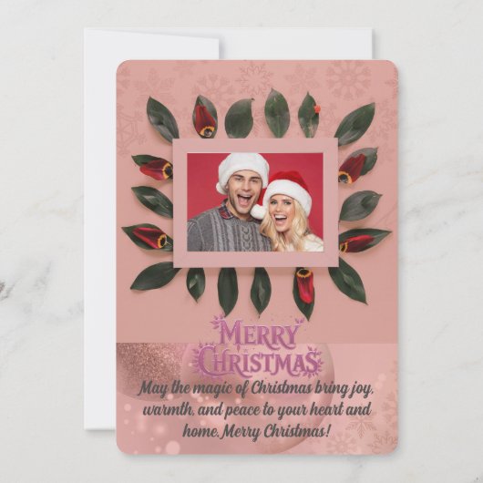Personalized Pink Christmas Card with Elegant Kaart (Achterkant)