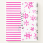 Personalized Pink Christmas Snowflake Notebook Notitieboek (Achterkant)