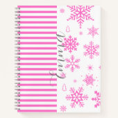 Personalized Pink Christmas Snowflake Notebook Notitieboek (Voorkant)