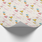 Personalized Pink Confetti Floating Birthday Cake Cadeaupapier (Hoek)