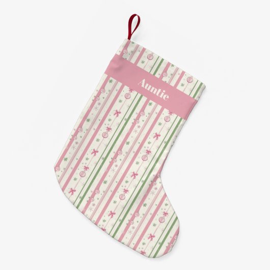 Personalized Pink Coquette Auntie Holiday Kleine Kerstsok (Voorkant (Hangend))