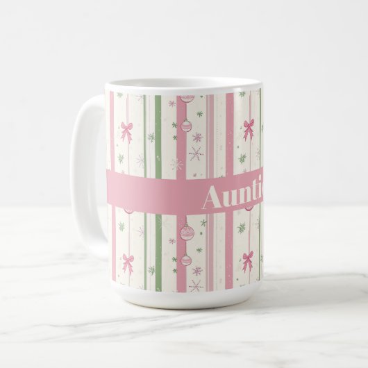 Personalized Pink Coquette Auntie Holiday Koffiemok (Voorkant links)
