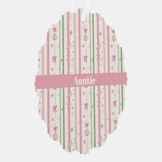 Personalized Pink Coquette Auntie Holiday Ornament Kaart (Rechts)