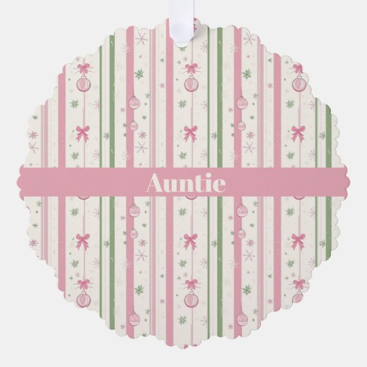 Personalized Pink Coquette Auntie Holiday Ornament Kaart (Voorkant)