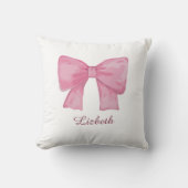 Personalized Pink Coquette Bow Luxury Throw Pillow Kussen (Voorkant)