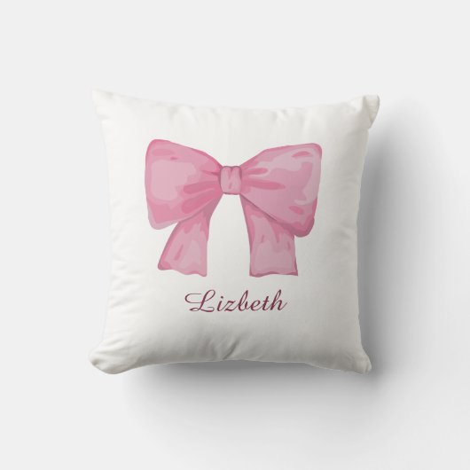 Personalized Pink Coquette Bow Luxury Throw Pillow Kussen (Voorkant)