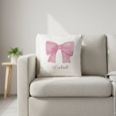 Personalized Pink Coquette Bow Luxury Throw Pillow Kussen