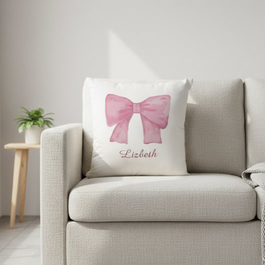 Personalized Pink Coquette Bow Luxury Throw Pillow Kussen