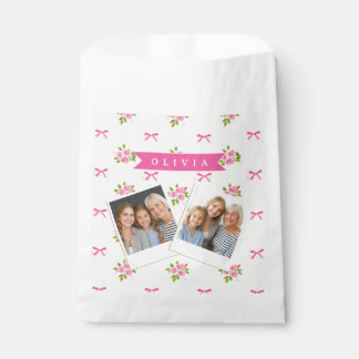 Personalized Pink Coquette Girly Bow Floral Name Bedankzakje