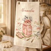 Personalized Pink Coquette Golf Monogram Golfhanddoek