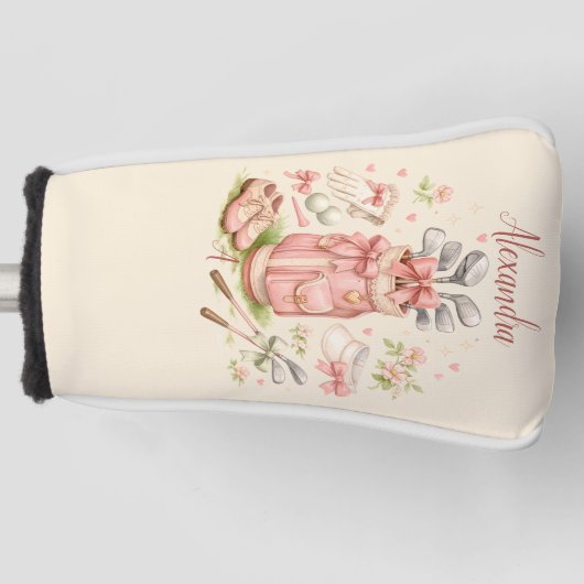 Personalized Pink Coquette Golf Monogram Golfheadcover (Voorkant)