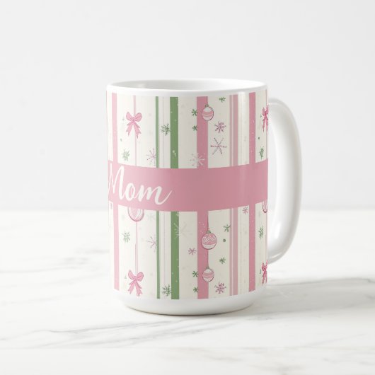 Personalized Pink Coquette Mom Holiday Koffiemok (Voorkant rechts)