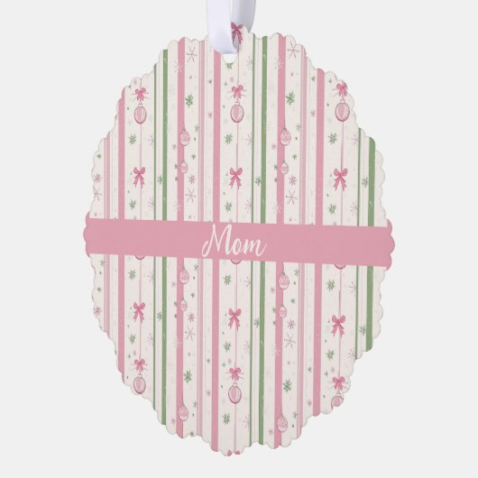 Personalized Pink Coquette Mom Holiday Ornament Kaart (Links)