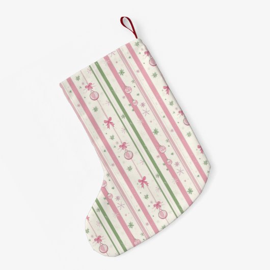 Personalized Pink Coquette Mom Kleine Kerstsok (Achterkant (Hangend))