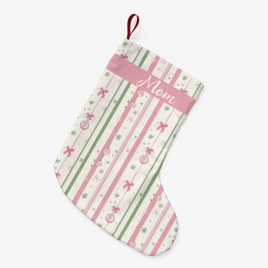 Personalized Pink Coquette Mom Kleine Kerstsok (Voorkant (Hangend))