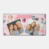 Personalized Pink Coquette Retro Cute Teddy Bear Bureaumat (Voorkant)